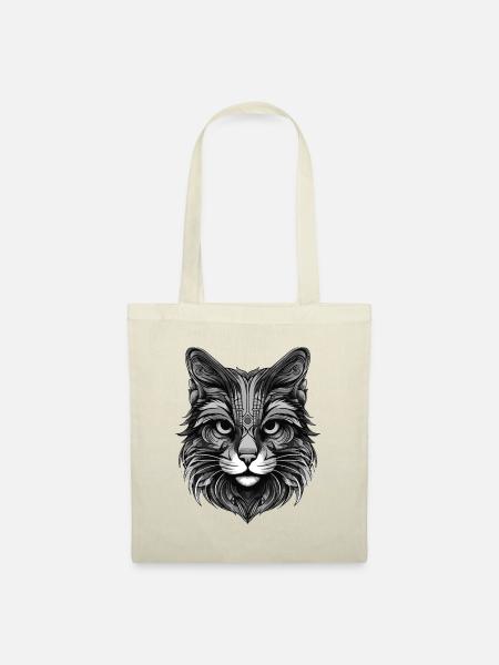 Katze Portrait - Stoffbeutel - Natur