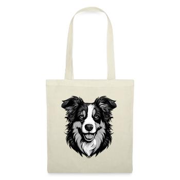 Border Collie Hund Portrait - Stoffbeutel - Natur - Vorne