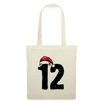 12 Zahl Weihnachten - Stoffbeutel - Natur - Vorne
