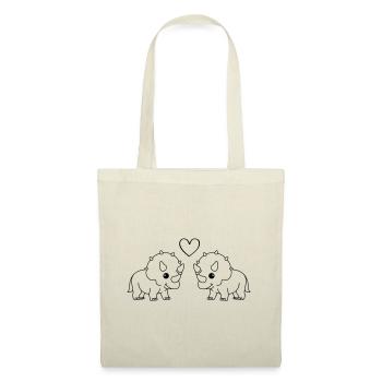 Dinosaure tricératops amour de couple - Sac en tissu - nature - Devant