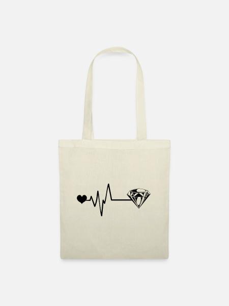 Diamant Puls Herz Liebe - Stoffbeutel - Natur