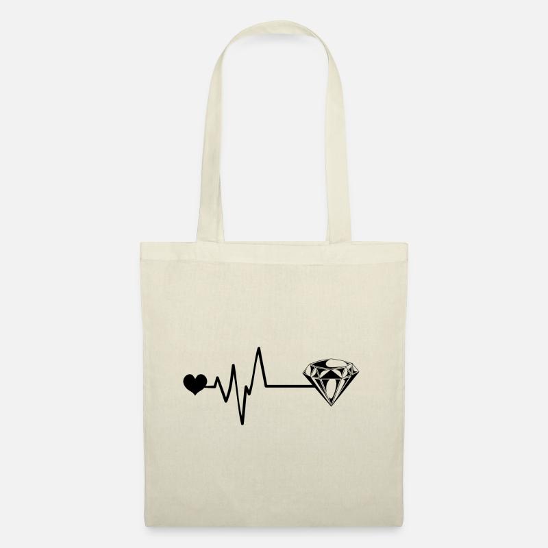 Diamant Puls Herz Liebe - Stoffbeutel - Natur