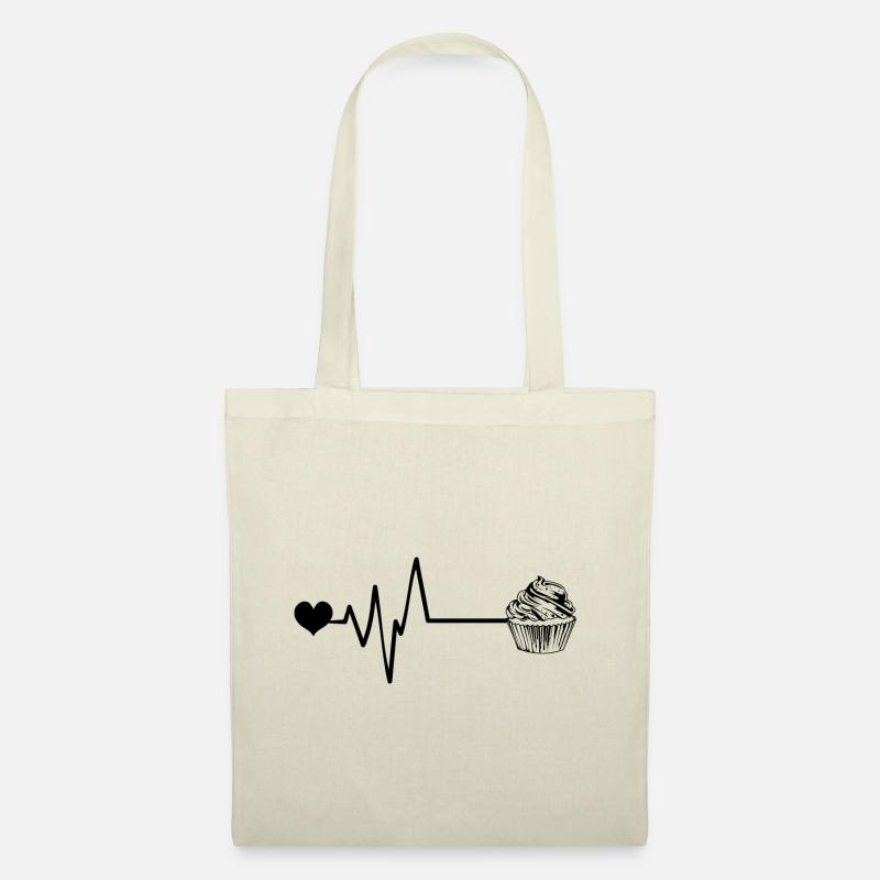 Muffin Puls Herz Liebe - Stoffbeutel - Natur