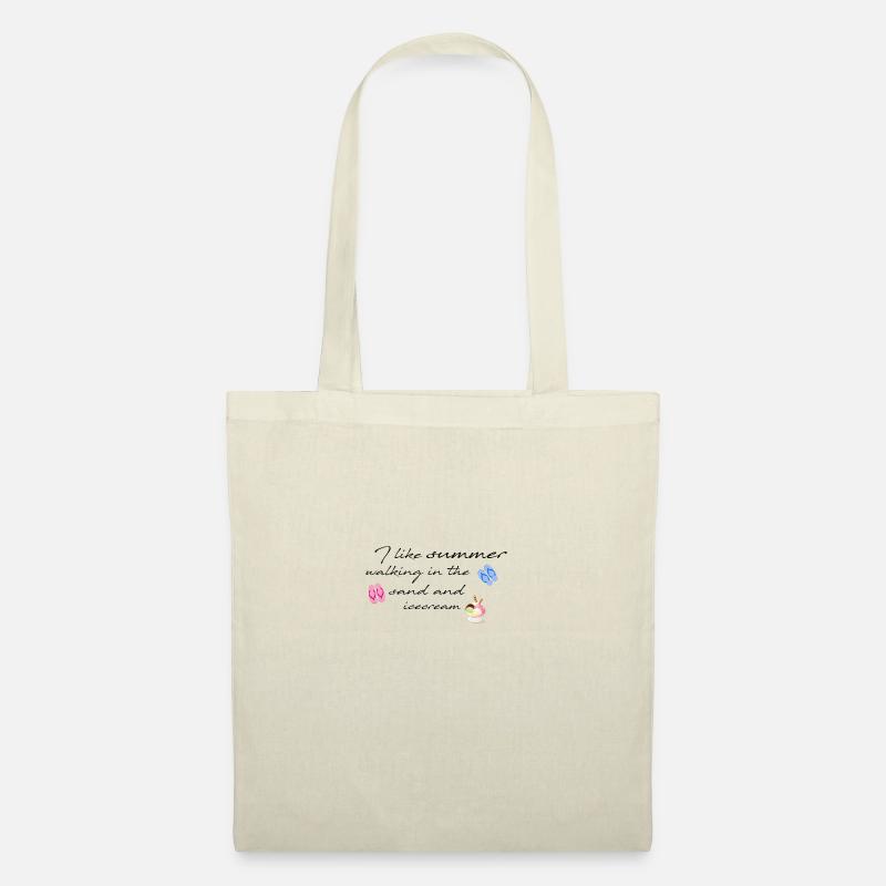 sommer,sonne,eiskrem, eis, typo, schrift,flipflops - Stoffbeutel - Natur