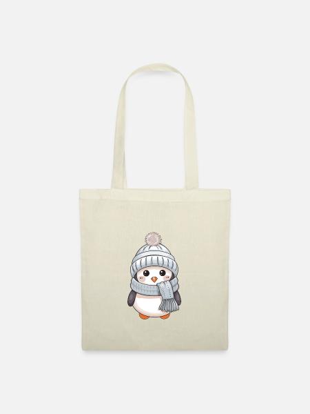 Pinguin Winter Comic Niedlich - Stoffbeutel - Natur
