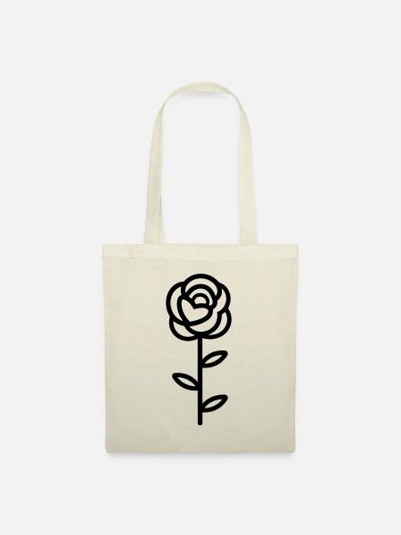 Rosa Blume - Stoffbeutel - Natur