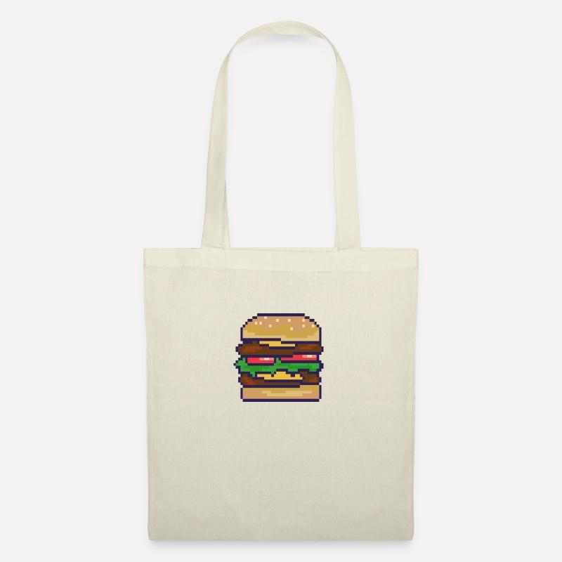 Cheeseburger Pixelart - Stoffbeutel - Natur