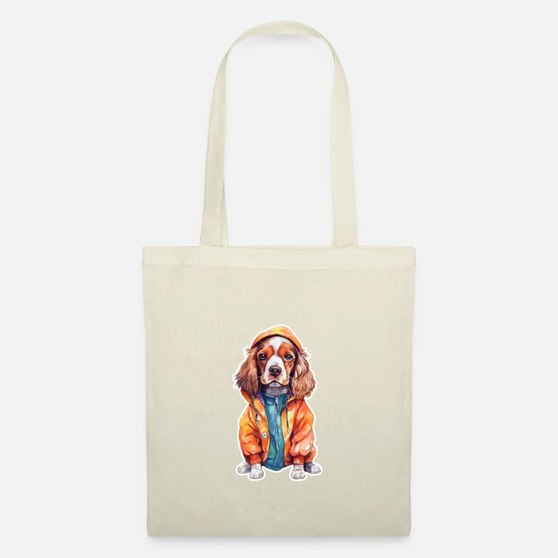 Lustiger Spaniel in der Hundekleidung. - Stoffbeutel - Natur