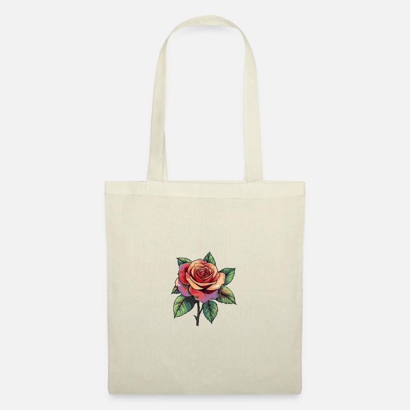 Rose Blume - Stoffbeutel - Natur