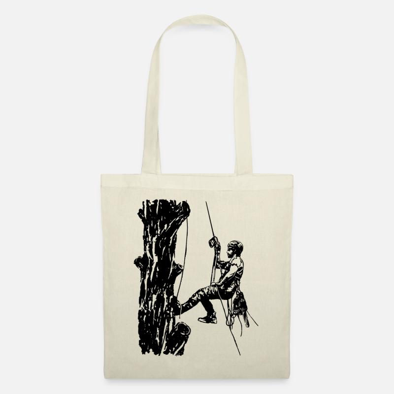 Arborist Baumkletterer an Eiche (Monochrome) - Stoffbeutel - Natur