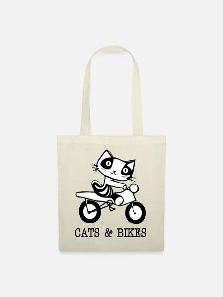 Katzen und Fahrräder - Stoffbeutel - Natur