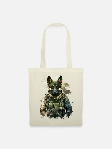 Schäferhund - Soldat - Stoffbeutel - Natur