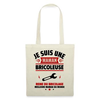Je suis une maman bricoleuse,cadeau fête des mères - Sac en tissu - nature - Devant