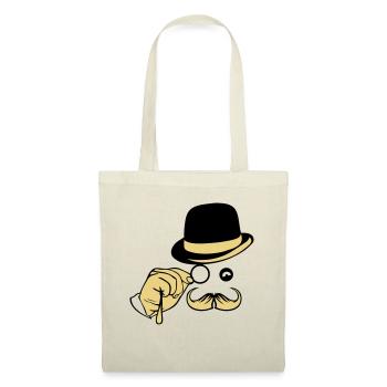 sourire chapeau monocle moustache melon - Sac en tissu - nature - Devant