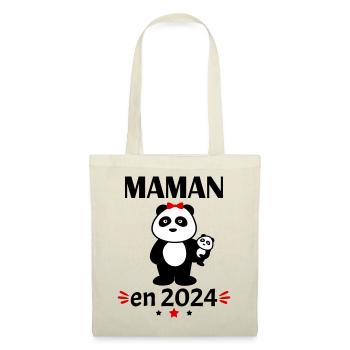 Maman en 2024, annonce grossesse, famille - Sac en tissu - nature - Devant