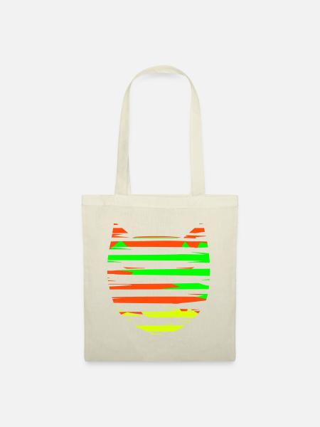 Katze Cat blue red yellow - Stoffbeutel - Natur