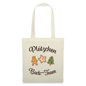 "PLÄTZCHEN - BACK -TEAM" Weihnachten backen - Stoffbeutel - Natur - Vorne