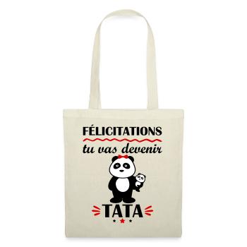 Tu vas devenir tata, annonce grossesse, famille - Sac en tissu - nature - Devant