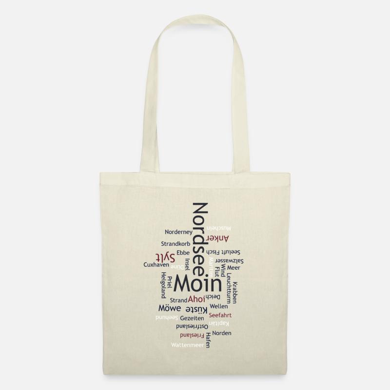Nordsee Wortwolke – Maritimes Design - Stoffbeutel - Natur