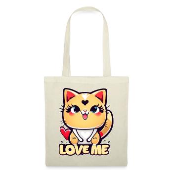 Eine lustige Chibi-Katze voller Liebe - Stoffbeutel - Natur - Vorne
