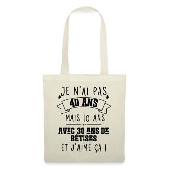 40 ans anniversaire - Sac en tissu - nature - Devant