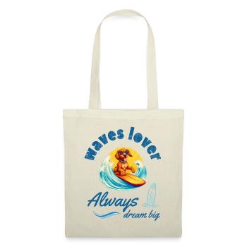 Toujours rêver grand: teckel cool surfe grosse vague - Sac en tissu - nature - Devant