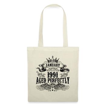 1991 | Januar Aged Perfectly 1991 Geburtstagsgeschenk - Stoffbeutel - Natur - Vorne