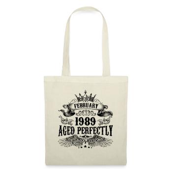 1989 | Februar Aged Perfectly 1989 Geburtstagsgeschenk - Stoffbeutel - Natur - Vorne