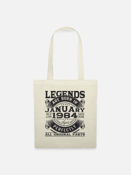 Jahrgang 1984 Januar 39. Geburtstag Geschenk Mann - Stoffbeutel - Natur