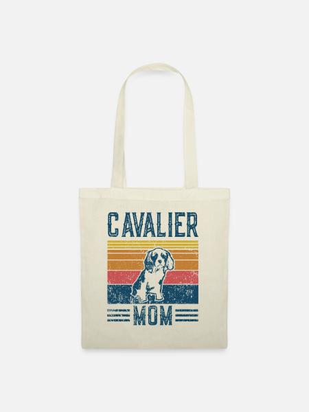 Dog Cavalier Mom - Vintage-Mutter - Stoffbeutel - Natur