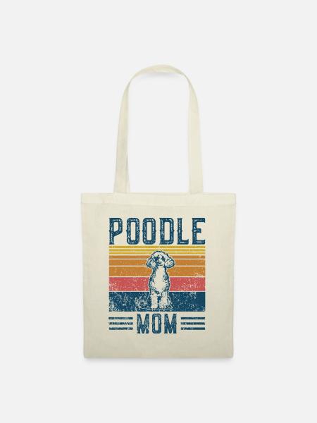 Hund Pudel Mama - Vintage Mama - Stoffbeutel - Natur