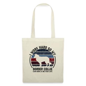 Travaillez dur - Retro Border Collie - Sac en tissu - nature - Devant