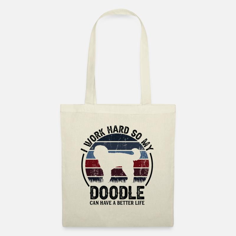 Hart Arbeiten - Retro Doodle - Stoffbeutel - Natur