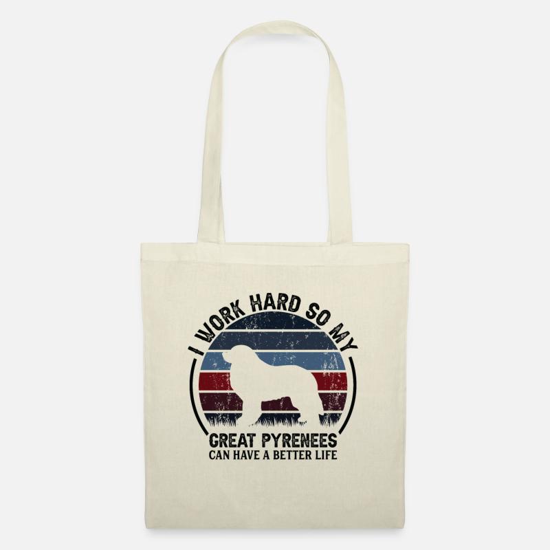 Arbeite Hart - Retro Great Pyrenees - Stoffbeutel - Natur