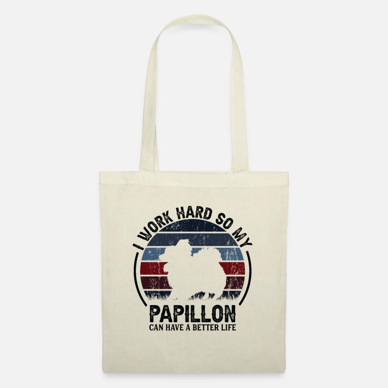 Arbeiten Hart - Retro Papillon - Stoffbeutel - Natur