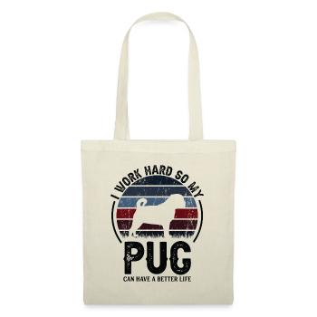 Hart Arbeiten - Retro Mops - Stoffbeutel - Natur - Vorne