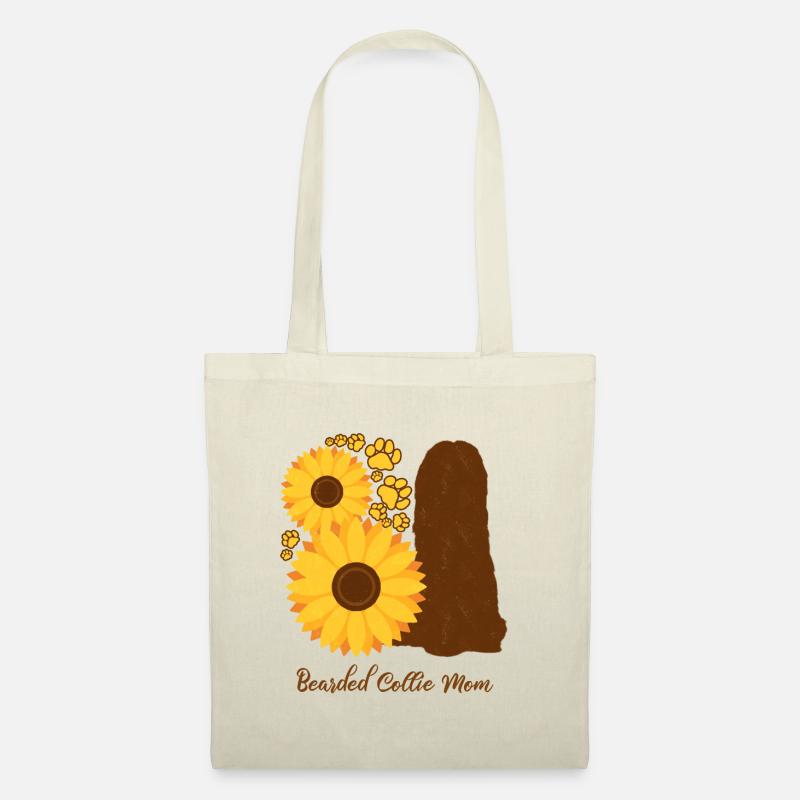 Sonnenblumenmutter - Bearded Collie - Stoffbeutel - Natur