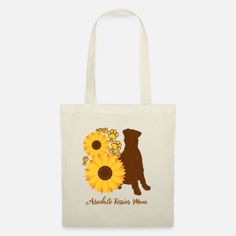 Sonnenblumenmutter - Airedale Terrier - Stoffbeutel - Natur