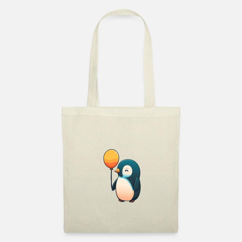 Pinguin mit Luftballon - Stoffbeutel - Natur