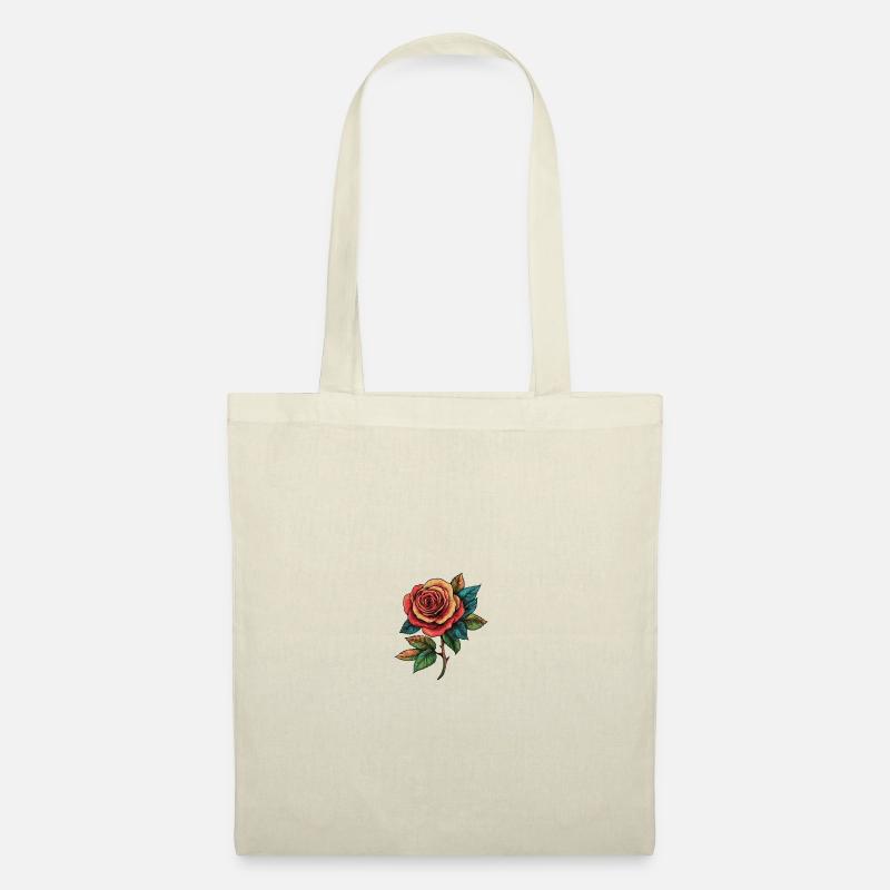 Rose Blume - Stoffbeutel - Natur