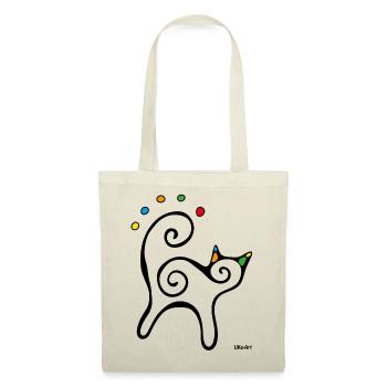 Chat noir stylisé points colorés - Sac en tissu - nature - Devant