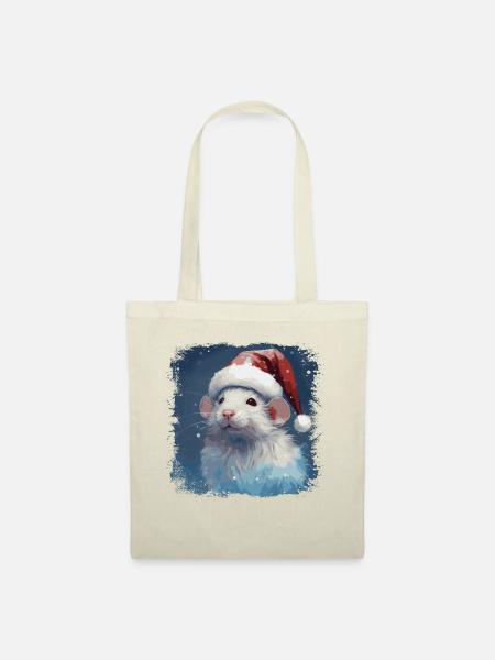 Coole Weihnachtsratte - Stoffbeutel - Natur
