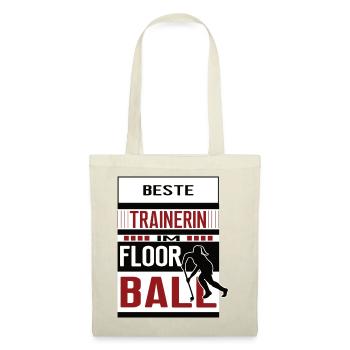 Floorball Trainerin beste Floorballtrainerin Frau - Stoffbeutel - Natur - Vorne