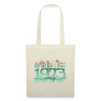 Motif Fleurs 1973 Fête Anniversaire Femme 50 Ans - Sac en tissu - nature - Devant