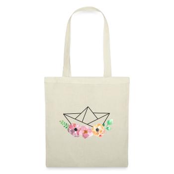 Paper ship with watercolor flowers - Tote Bag - nature - Front