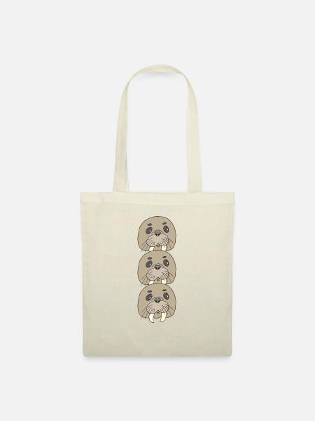 walross dreierpack - Stoffbeutel - Natur