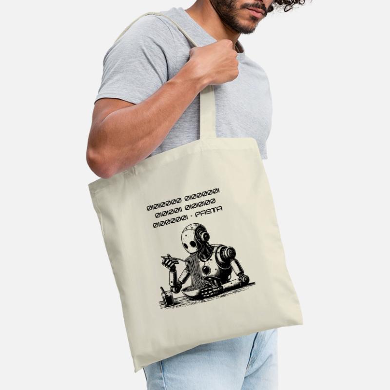 Binary Pasta Code Robot Tote Bag