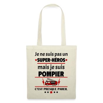 Pas un super-héros mais pompier, fête des pères - Sac en tissu - nature - Devant