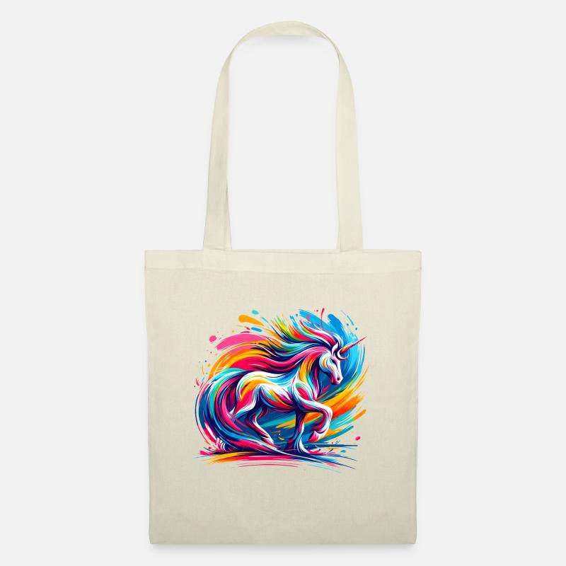 bunte Einhorn Kunst - Stoffbeutel - Natur