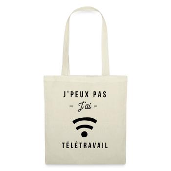 Je peux pas j ai télétravail foncé - Sac en tissu - nature - Devant